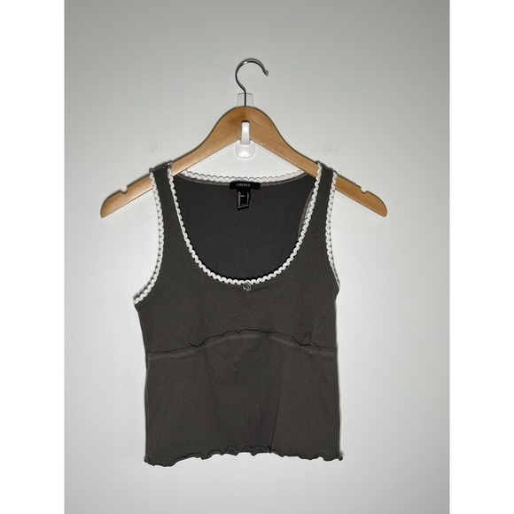 Forever 21 Tops - Y2K Babydoll Tank Top Rosette Lace‎ Trim Grey Large